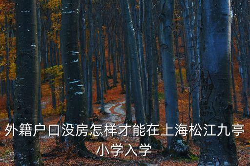 外籍戶口沒房怎樣才能在上海松江九亭小學入學