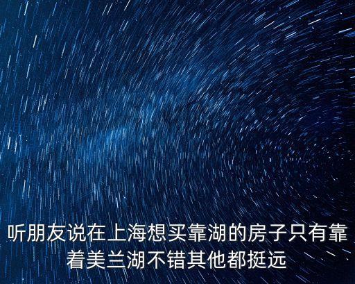 聽朋友說在上海想買靠湖的房子只有靠著美蘭湖不錯其他都挺遠