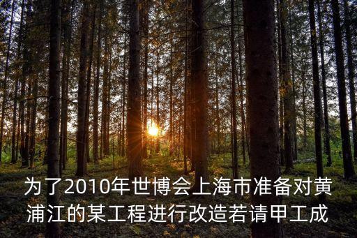 為了2010年世博會上海市準備對黃浦江的某工程進行改造若請甲工成