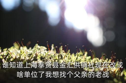 上海市供銷社體制沿革，誰知道上海奉賢縣金匯供銷社現(xiàn)在改成啥單位了我想找個父親的老戰(zhàn)