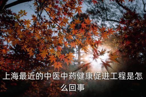 上海最近的中醫中藥健康促進工程是怎么回事