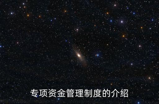 上海市 專項資金管理辦法，專項資金管理制度的介紹