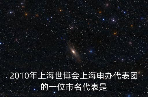 2010年上海世博會上海申辦代表團的一位市名代表是