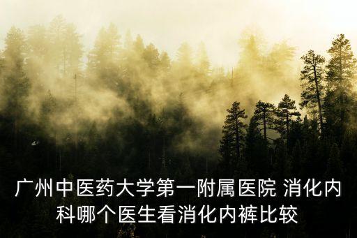 廣州中醫藥大學第一附屬醫院 消化內科哪個醫生看消化內褲比較