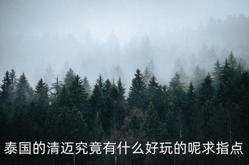 泰國的清邁究竟有什么好玩的呢求指點