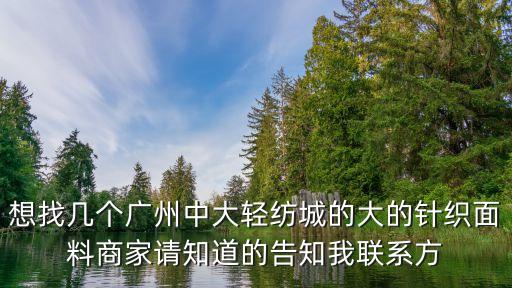 想找幾個廣州中大輕紡城的大的針織面料商家請知道的告知我聯系方