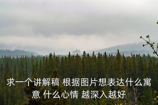 求一個講解稿 根據(jù)圖片想表達什么寓意 什么心情 越深入越好