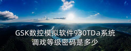 GSK數控模擬軟件980TDa系統調戲等級密碼是多少