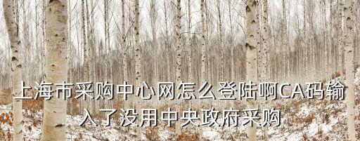上海市陽光采購平臺操作手冊，上海市采購中心網怎么登陸啊CA碼輸入了沒用中央政府采購