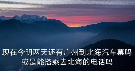 現在今明兩天還有廣州到北海汽車票嗎或是能搭乘去北海的電話嗎