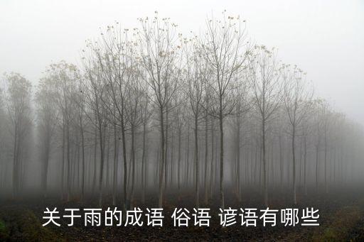 關于雨的諺語，關于雨的成語 俗語 諺語有哪些