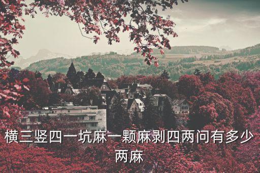 橫三豎四，橫三豎四一坑麻一顆麻剝四兩問有多少兩麻