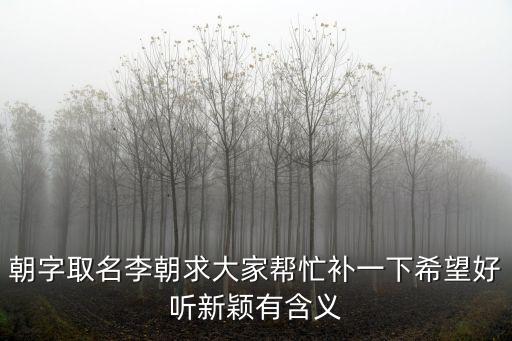 朝字取名李朝求大家幫忙補一下希望好聽新穎有含義