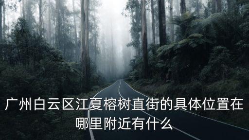 廣州白云區江夏榕樹直街的具體位置在哪里附近有什么