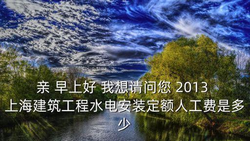 親 早上好 我想請問您 2013 上海建筑工程水電安裝定額人工費是多少