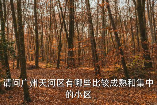 請問廣州天河區(qū)有哪些比較成熟和集中的小區(qū)