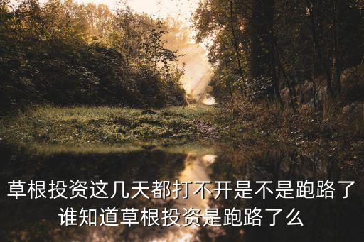 草根投資這幾天都打不開是不是跑路了誰知道草根投資是跑路了么