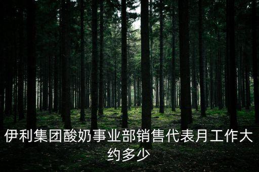 伊利集團酸奶事業部銷售代表月工作大約多少