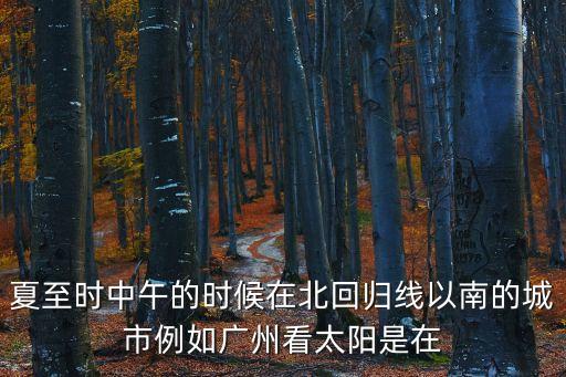 夏至?xí)r中午的時(shí)候在北回歸線以南的城市例如廣州看太陽(yáng)是在