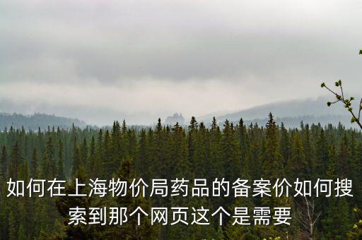 如何在上海物價局藥品的備案價如何搜索到那個網頁這個是需要