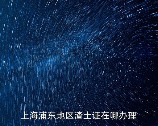 上海浦東地區渣土證在哪辦理