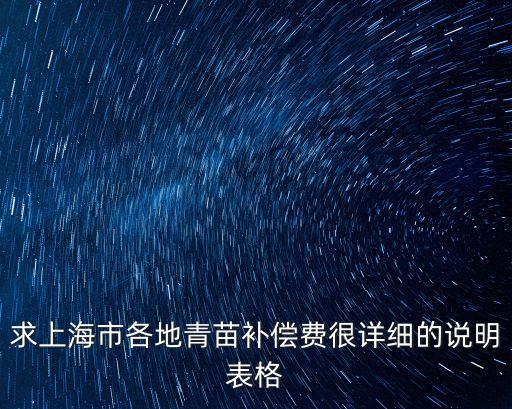 求上海市各地青苗補償費很詳細的說明表格