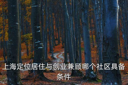 上海定位居住與創業兼顧哪個社區具備條件