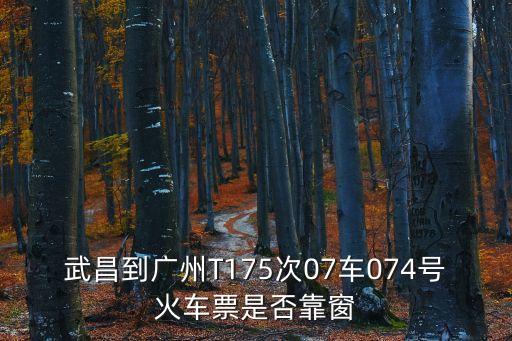 武昌到廣州T175次07車074號火車票是否靠窗