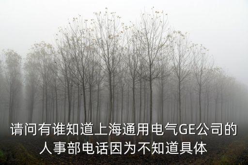 請問有誰知道上海通用電氣GE公司的人事部電話因為不知道具體