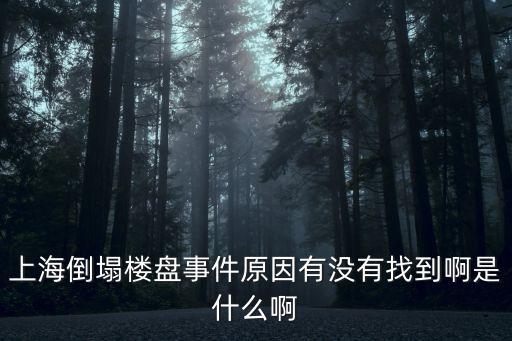 上海倒塌樓盤事件原因有沒有找到啊是什么啊