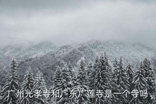 廣州光孝寺和廣東廣蓮寺是一個寺嗎