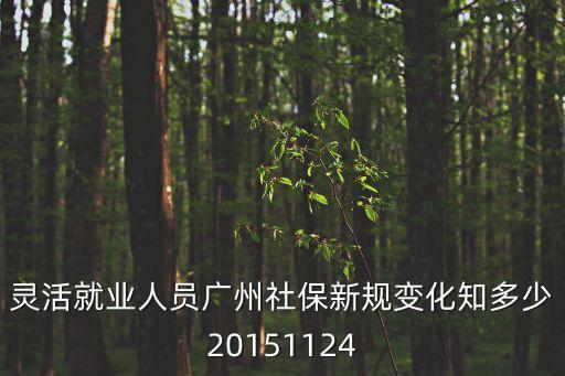 靈活就業人員廣州社保新規變化知多少20151124