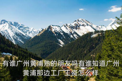 有誰廣州黃浦熟的朋友嗎有誰知道廣州黃浦那邊工廠工資怎么樣