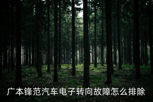 廣本鋒范汽車電子轉向故障怎么排除