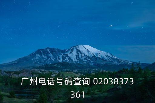 廣州電話號碼查詢 02038373361