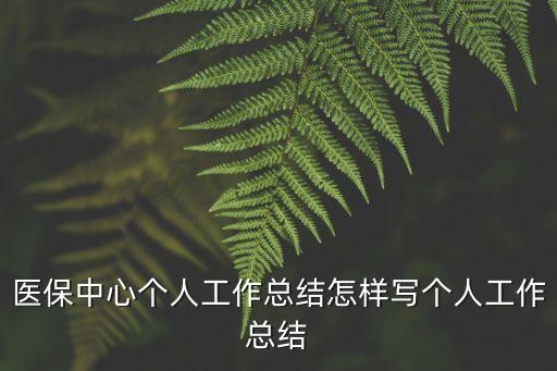 醫保中心個人工作總結怎樣寫個人工作總結