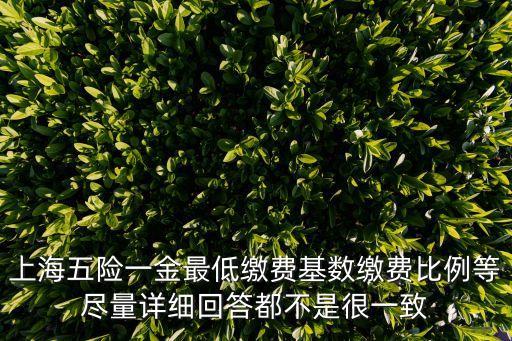 上海市職工個人五金扣繳比例，上海五險一金最低繳費基數繳費比例等盡量詳細回答都不是很一致