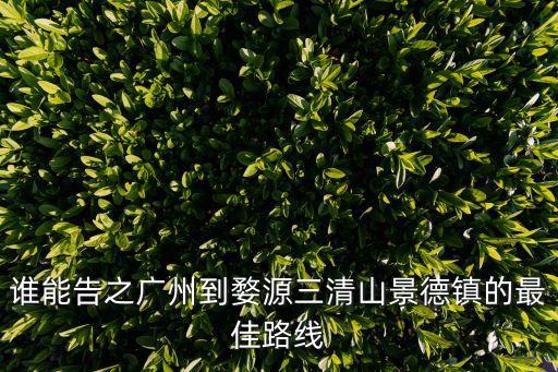 誰能告之廣州到婺源三清山景德鎮的最佳路線