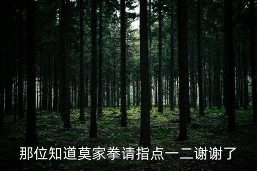 那位知道莫家拳請(qǐng)指點(diǎn)一二謝謝了