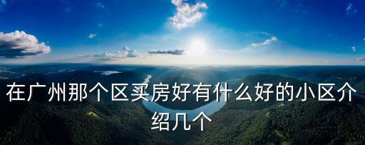 在廣州那個區買房好有什么好的小區介紹幾個