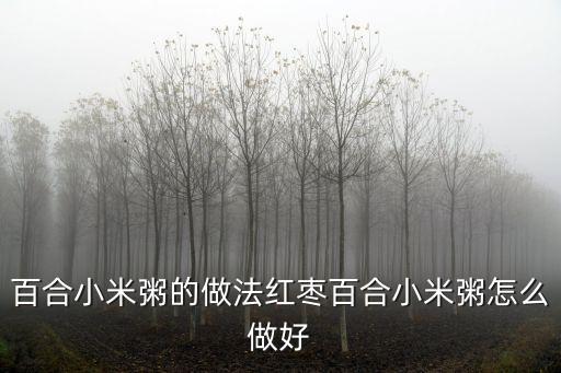 百合小米粥的做法紅棗百合小米粥怎么做好