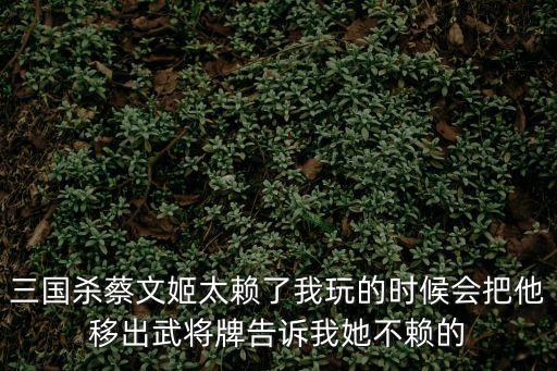 三國殺蔡文姬太賴了我玩的時候會把他移出武將牌告訴我她不賴的