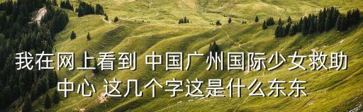 我在網上看到 中國廣州國際少女救助中心 這幾個字這是什么東東