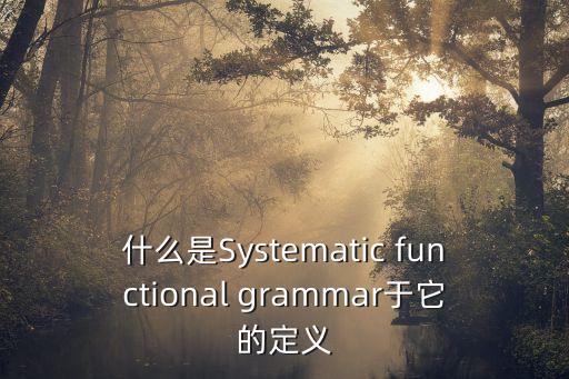 系統(tǒng)功能語法，什么是Systematic functional grammar于它的定義