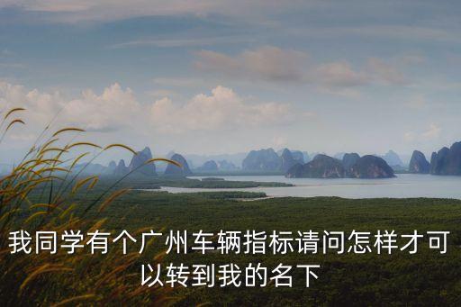 我同學有個廣州車輛指標請問怎樣才可以轉到我的名下