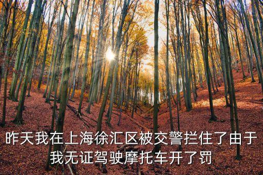 上海市徐匯區(qū)碰瓷，昨天我在上海徐匯區(qū)被交警攔住了由于我無(wú)證駕駛摩托車(chē)開(kāi)了罰
