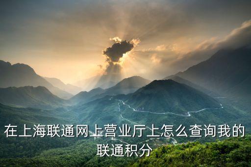 在上海聯通網上營業廳上怎么查詢我的聯通積分