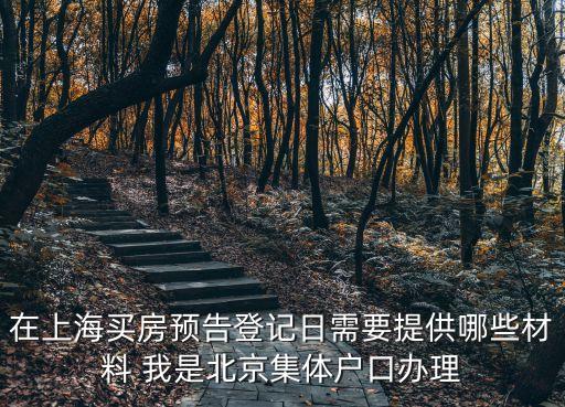 上海市房產預告登記，在上海買房預告登記日需要提供哪些材料 我是北京集體戶口辦理