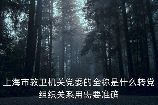 上海市教衛黨委 巡察，上海市教衛機關黨委的全稱是什么轉黨組織關系用需要準確