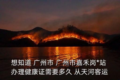 想知道 廣州市 廣州市嘉禾崗*站 辦理健康證需要多久 從天河客運